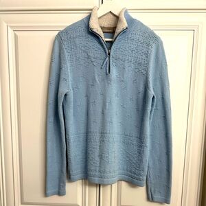 Croft + Barrow Size Medium Light Blue Long Sleeve 1/4 Zip Sweater Sherpa Collar